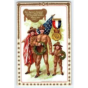 Decoration Memorial Day Postcard Tuck Young Family In Uniform 179 Embossed